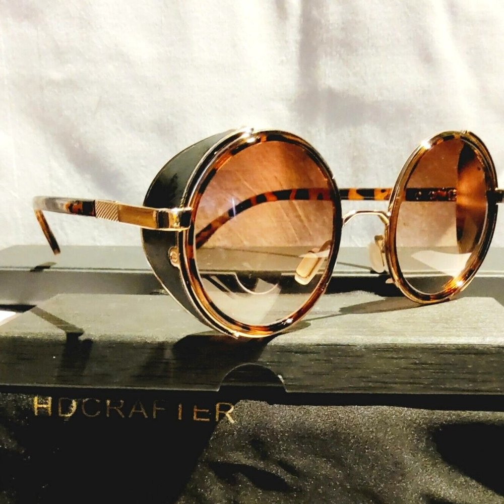 Unisex Sunglasses Polarized Round Metal Frame Vintage Style Brown Lens 100% UV